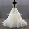 deep v crystal luxury boho sleeveless wedding dress